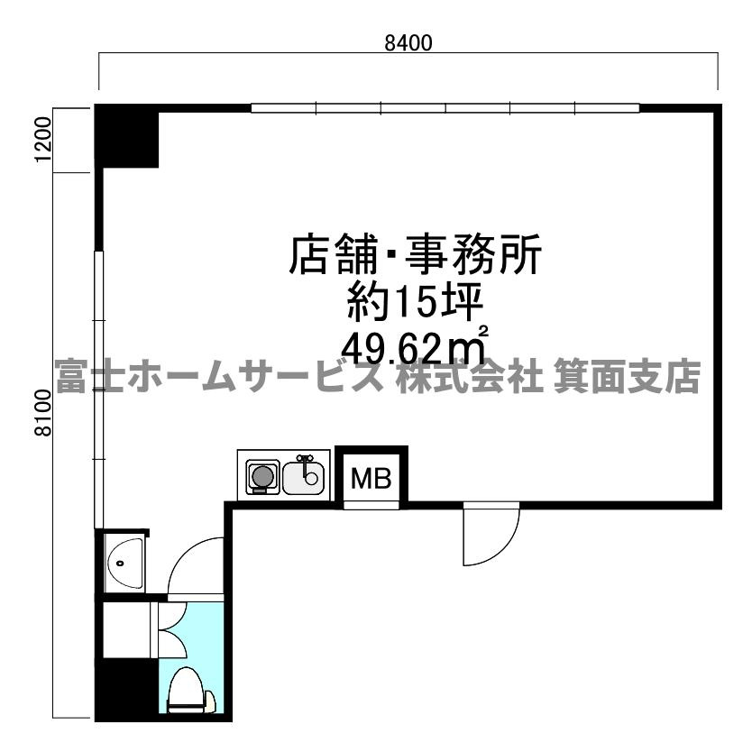 茨木市平田台の店舗事務所の間取り