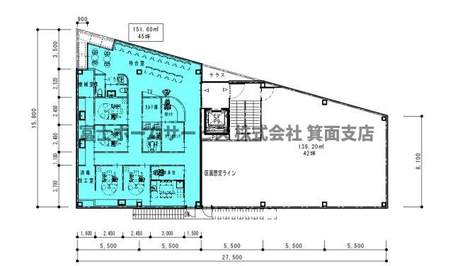 枚方市牧野阪１丁目の店舗事務所の間取り