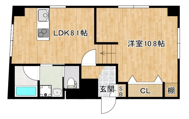 豊中市東寺内町の店舗事務所の間取り