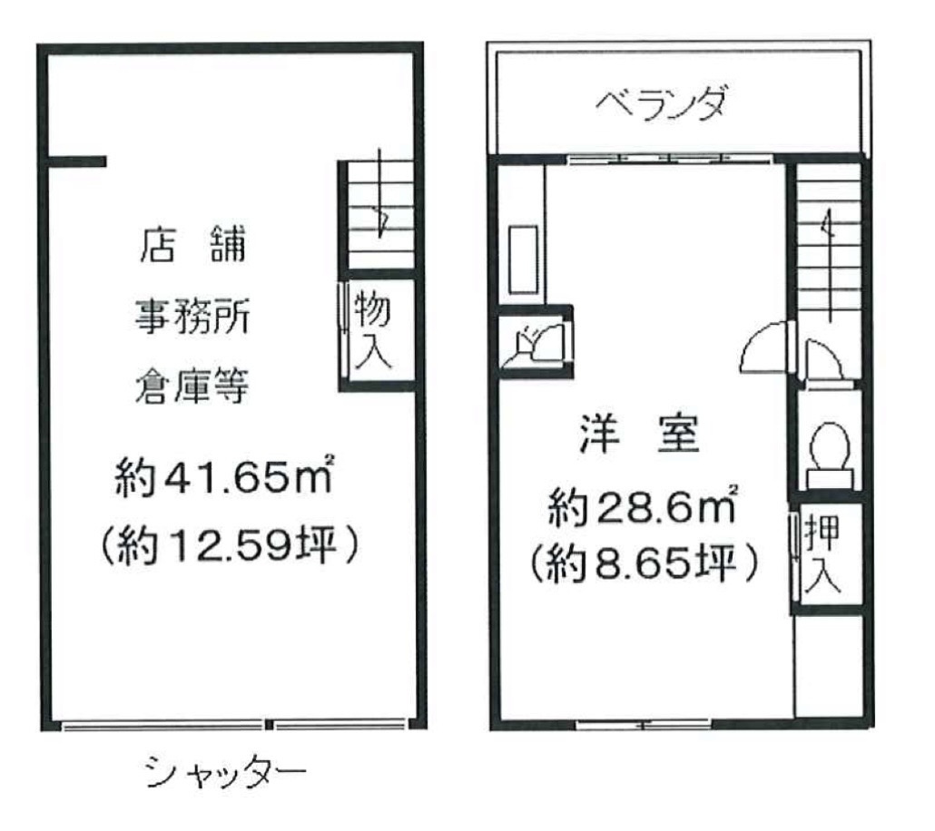 豊中市庄内東町１丁目の店舗事務所の間取り