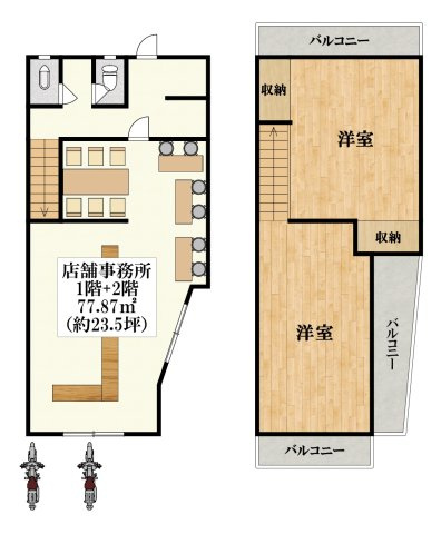 藤井寺市大井店舗の間取り