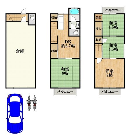 志紀町南住居付倉庫の間取り