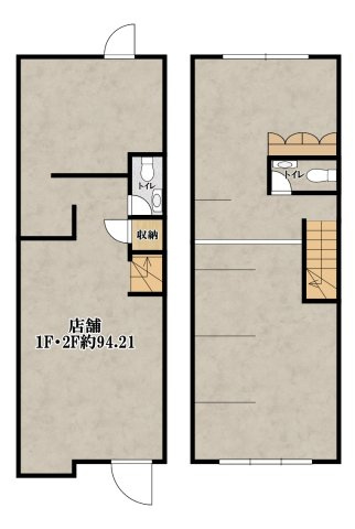  焼肉店跡２階建店舗の間取り