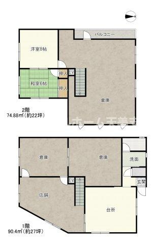 平尾　倉庫付き店舗の間取り