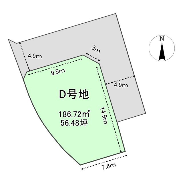「敷地面積約56坪」高知市福井町D号地　建築条件なし売土地