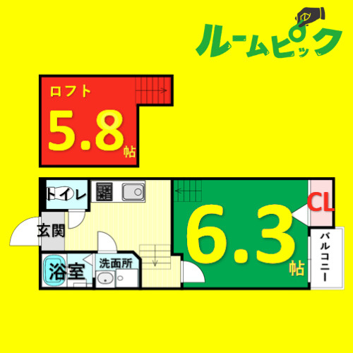 Creo日比野　名古屋市賃貸　仲介手数料無料の間取り
