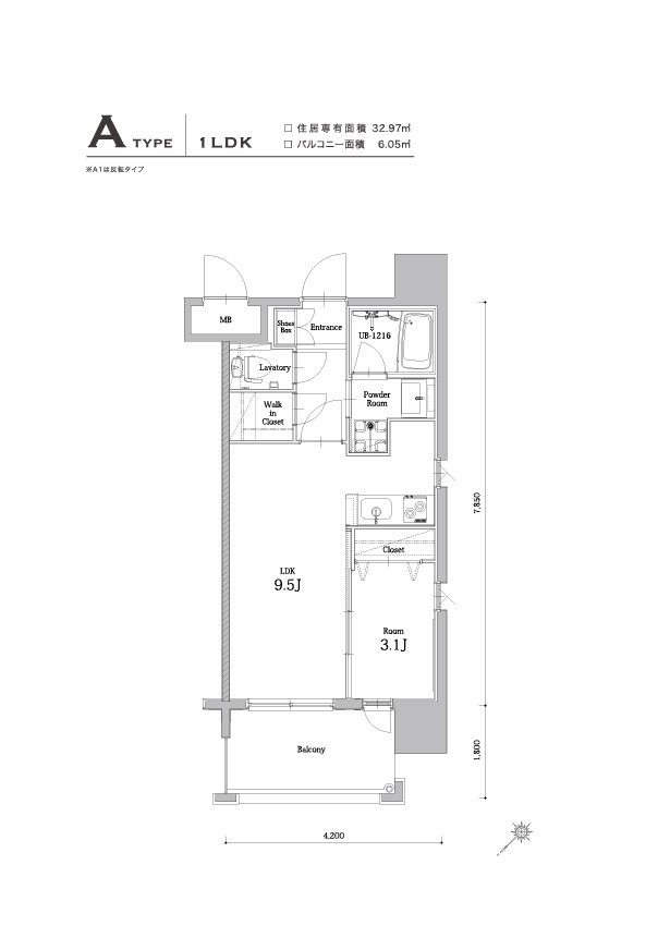 新品家具付きマンション奈良屋町13(KaGood福岡)の間取り|※間取りと異なる場合は現状を優先します。
