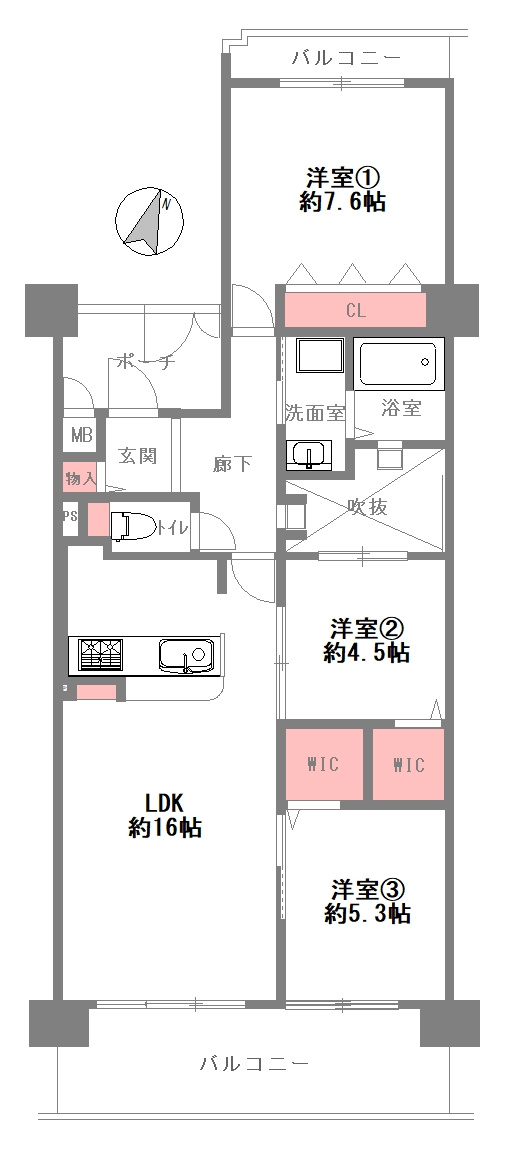 ライオンズマンション宝塚売布A棟　の間取り