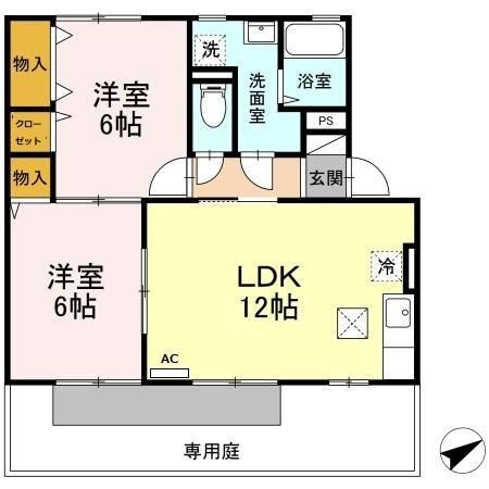 サンライズ北新保　B棟の間取り
