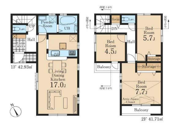 【間取り】 | 東久留米市前沢５丁目　新築戸建て　１号棟 | 3LDK・土地面積81.33ｍ2・建物面積84.64ｍ2