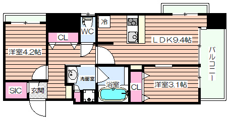 【間取り】 | パークフラッツ弁天町駅前