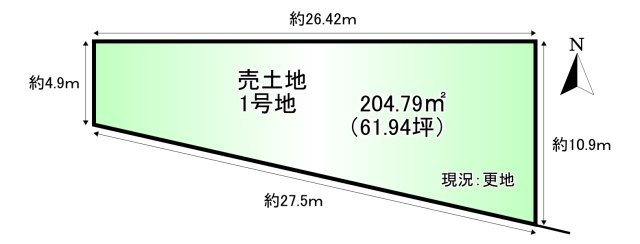 橿原市木原町　１号地　の土地図|土地面積：204.79㎡