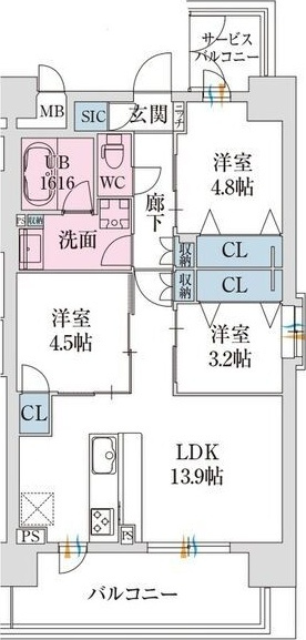 スプランディッド難波VII(セブン)の間取り