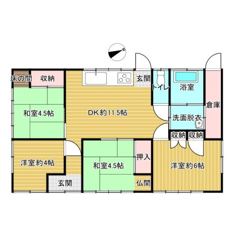 潮来市日の出中古戸建の間取り