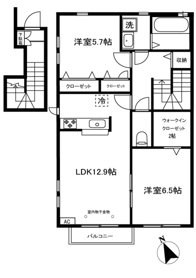 【間取り】 | カトレア | カップルさんやファミリーさんにもオススメの2LDKタイプ！なんと言っても角部屋・二面採光なのが嬉しい♪