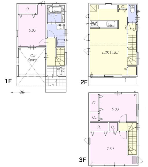 新築／富士見市大字鶴馬の間取り|3階建て3LDK