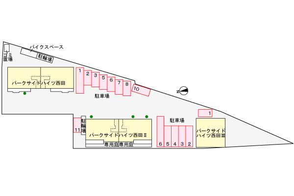 パークハイツ西田Ⅱの区画図