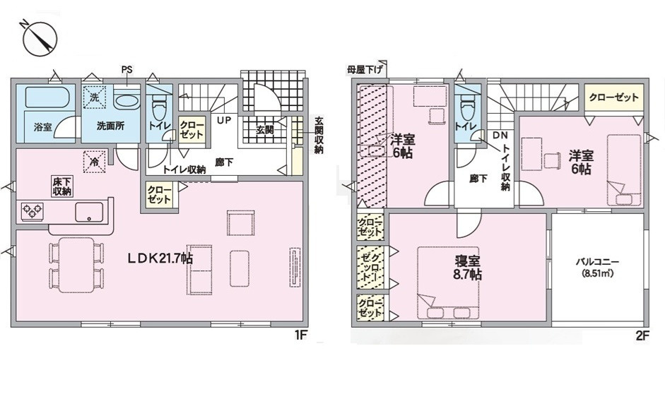 ●焼山桜ヶ丘1丁目 No.1の間取り|車並列3台駐車可能、
