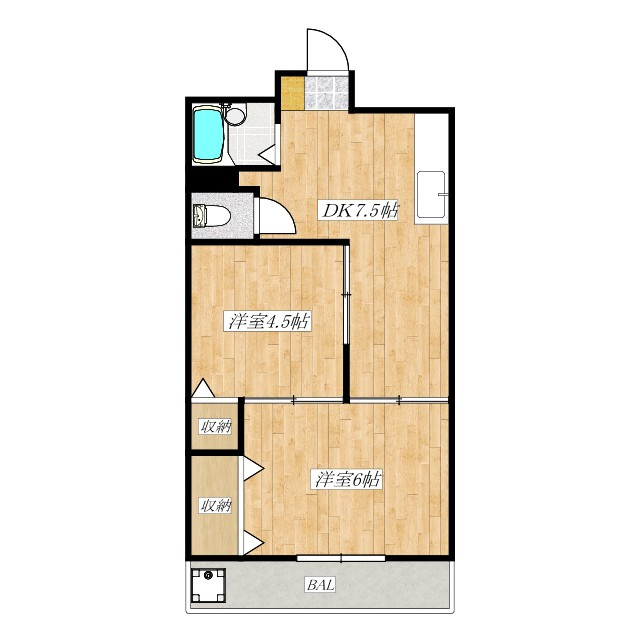 本橋マンションの間取り|2DK☆