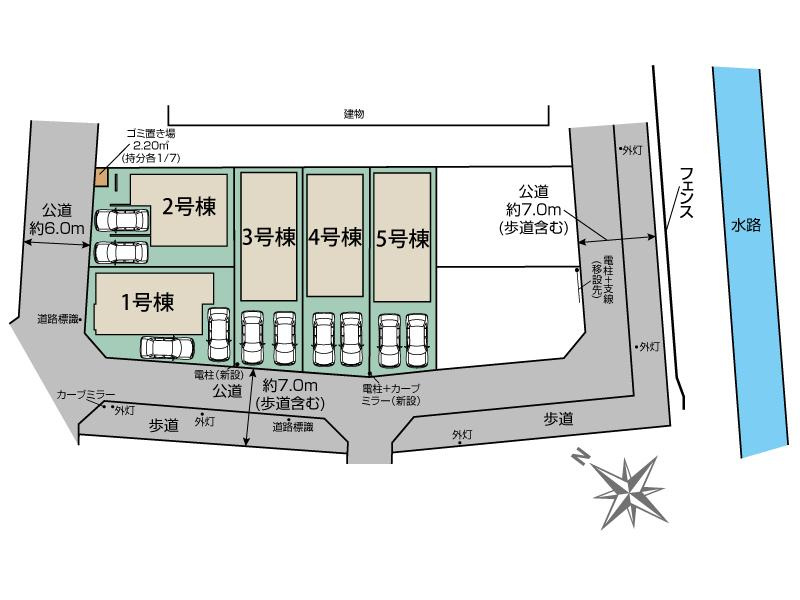 ふじみ野市大井２丁目の新築一戸建の区画図|全棟敷地33坪超の広さ！カースペース2台可能！