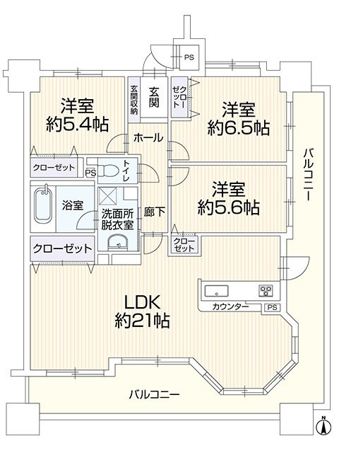 リフォーム　中古マンション　パステル音羽　平成16年築の間取り