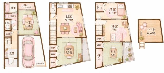 北島町　中古一戸建ての間取り|間取り図はいかがですか？ご希望を叶える間取りですか？リビングの広さは？水回りの位置は？カウンターキッチン？など色々な情報が集約されています。弊社ではリフォームなどのご相談も承っております。