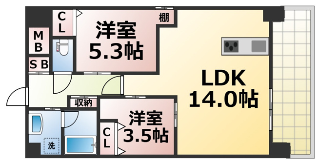【間取り】 | グランマーレ小路駅前　仲介手数料無料