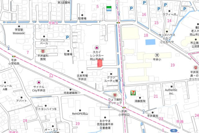 岡山市中区平井５丁目の地図