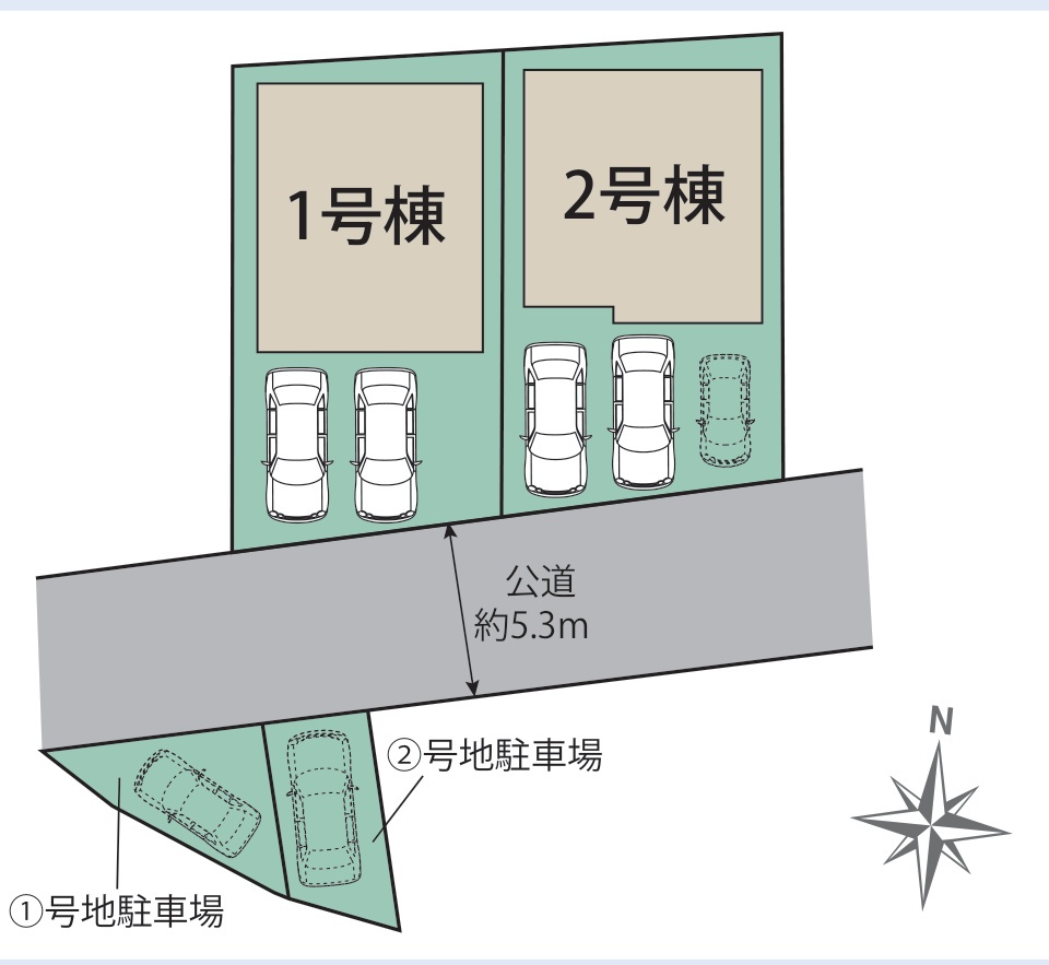 春日市桜ヶ丘3丁目第1-2棟（2号棟）の区画図|配置図（2号棟）