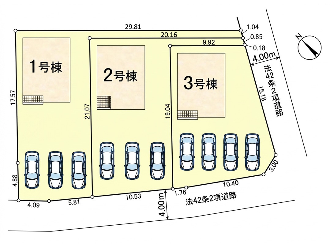 [新築住宅] 坂戸市浅羽 第1 全3棟の区画図