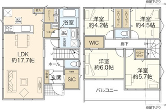 【間取り】 | ３路線利用可の長津田駅徒歩10分、新築戸建て住宅の５LDKです