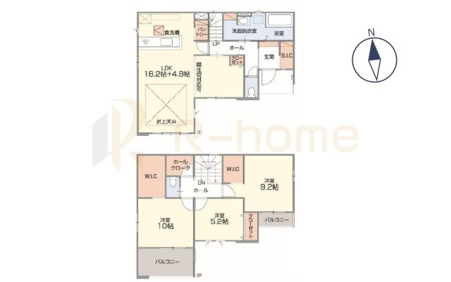 我孫子市高野山8期　新築戸建て　1号棟の間取り|3LDK＋WIC＋SIC＋パントリー、土地面積185.83m2、建物面積118.02m2