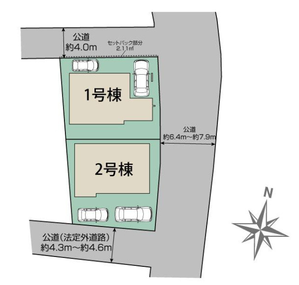 厚木市戸室2丁目　新築戸建　全2棟2号棟の区画図