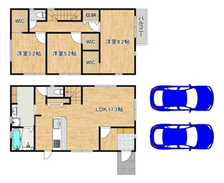 【間取り】 | 赤坂台9期　新築分譲住宅 | 車２台可能です！愛車の置き場所に困らないですね♪