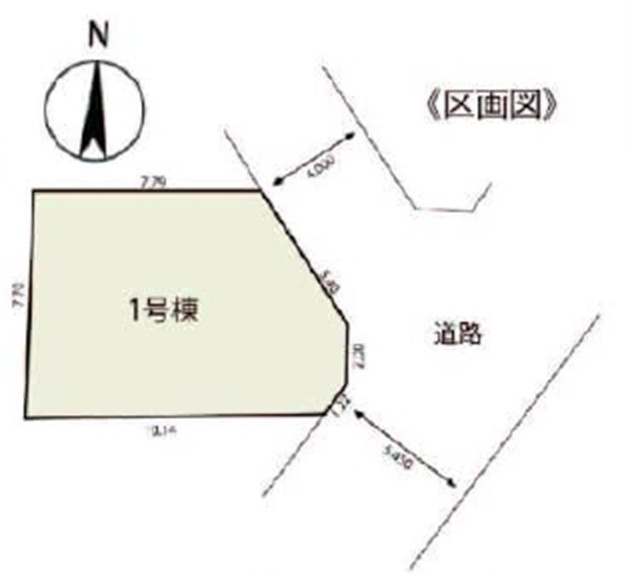 東村山市青葉町3丁目・全1棟　新築一戸建　～全室2面採光～の区画図|土地は22.79坪ございます。