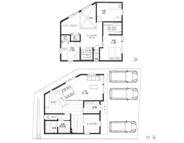東区馬木6丁目No.7の間取り|3340万円、3SLDK、土地面積154.95m2、建物面積115.27m2、並列3台駐車可能