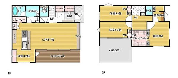 【中古戸建】邑楽郡大泉町大字寄木戸の間取り|■間取り図｜敷地面積：334.21㎡（約101.09坪）建物面積：114.27㎡（約34.56坪）