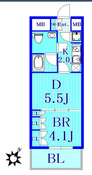 ラグジュアリーアパートメント横浜黄金町の間取り