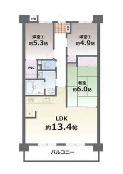 【間取り】 | ヴォルフスガルテン熊本南 B棟
