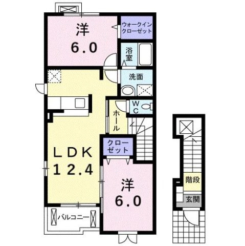 デスパシオの間取り|2LDKです