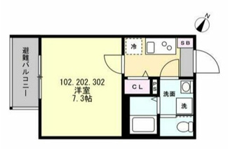 【間取り】 | 7.3帖洋室の1K