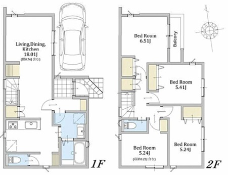 バババーババーババ。鶴見区の中でも住宅街の方です。シンプルな建売かと思いきやアクセントクロスや折り上げ天井でデザイン性も良き◎な【鶴見区馬場４丁目】新築戸建の間取り