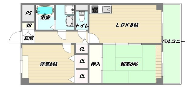 大阪市東淀川区淡路２丁目の賃貸マンションの間取り