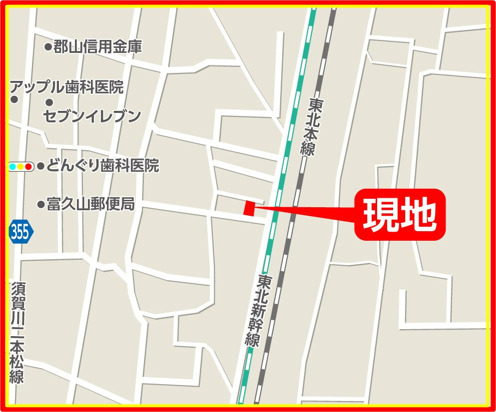 郡山市富久山町福原字一斗蒔田　　　  １号棟　　　行健小学校、行健中学区　の地図|案内図