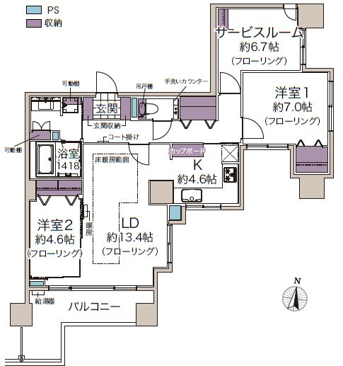 【間取り】 | ユニーブル大通アルファスクエア