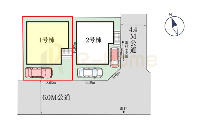 我孫子市並木6期　新築戸建て　1号棟の区画図|大きなお買い物だからこそ、メリット・デメリットを伝えさせて頂きます。
R-homeにお任せください♪