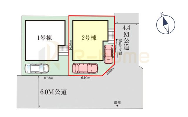 我孫子市並木6期　新築戸建て　2号棟の区画図|大きなお買い物だからこそ、メリット・デメリットを伝えさせて頂きます。
R-homeにお任せください♪