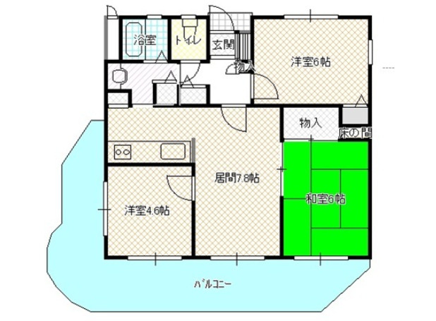 生駒市俵口町の賃貸マンションの間取り