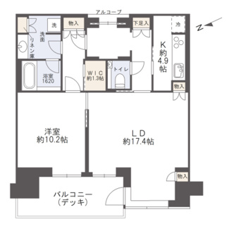 【間取り】 | グラングリーン大阪 THE NORTH RESIDENCE | 【間取り】26階・1LDK西向き住戸☆淀川花火大会鑑賞可能！