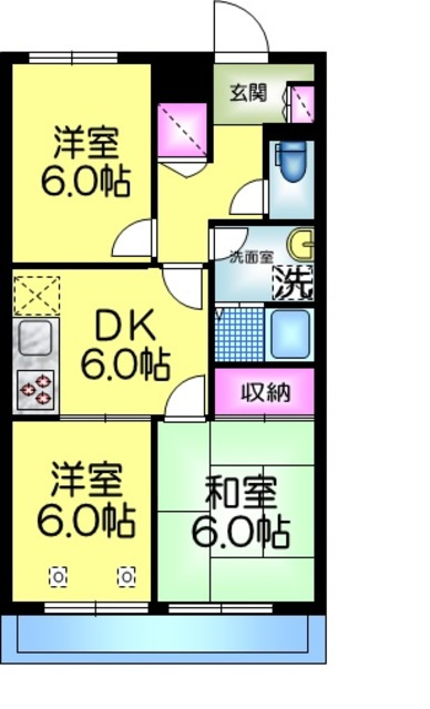 ＫＺ本八幡ステートメントの間取り|★２面窓★
